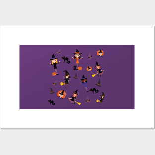 Cute Witch Pattern - Purple Posters and Art